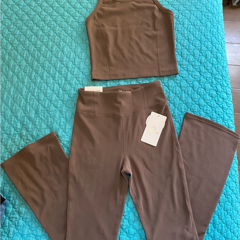 Brown Women's Tank Top and Pants Set